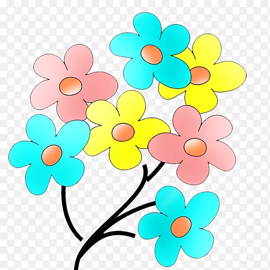 花卉剪贴画-彩色花透明PNG