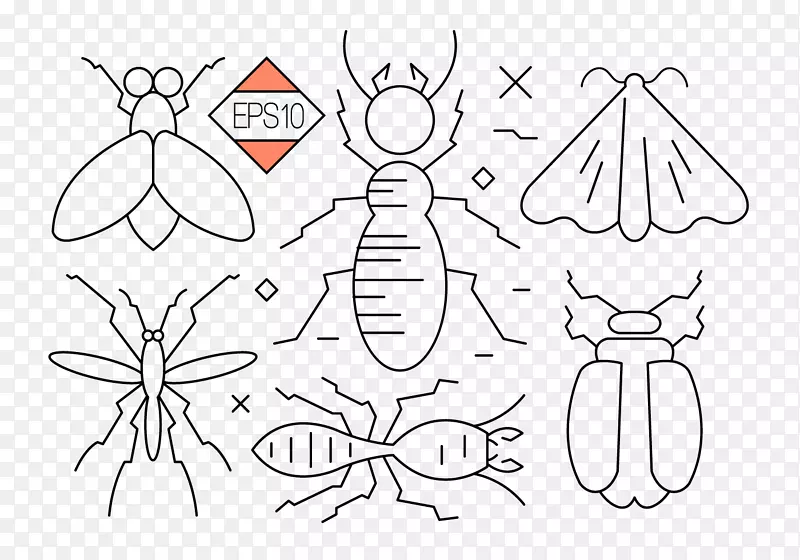蟑螂蚂蚁昆虫剪贴画-蚊子蟑螂外形创意
