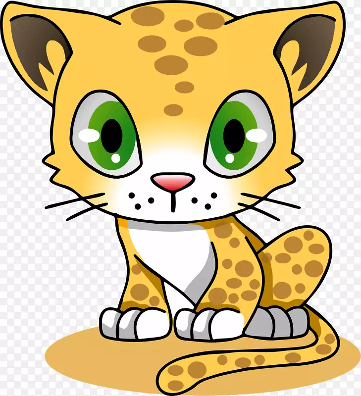 卡通美洲虎猫科美洲豹剪贴画-一月猫剪贴画