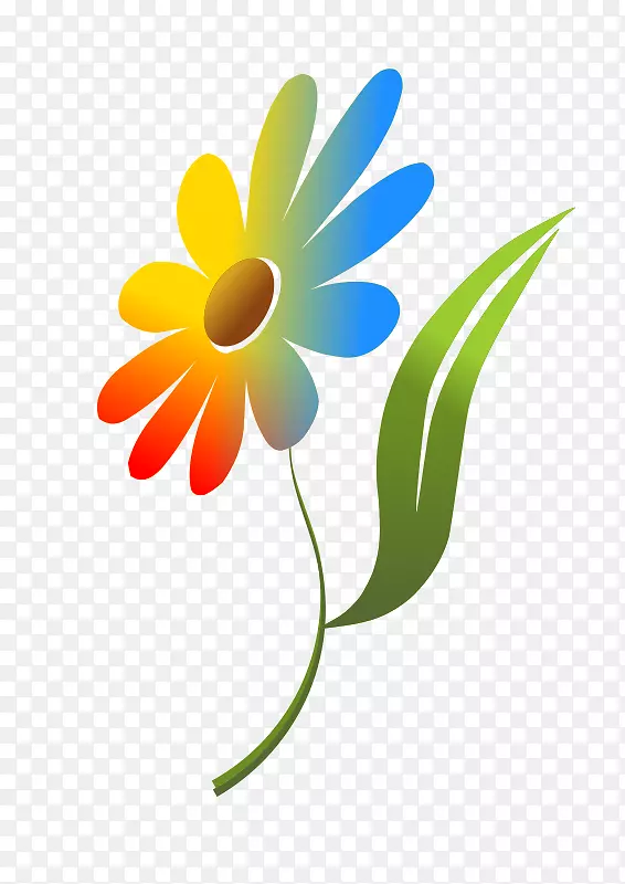 普通雏菊彩虹剪贴画-简单的花卉剪贴画