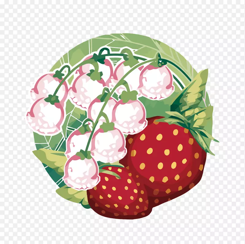草莓载体草莓和山谷百合花