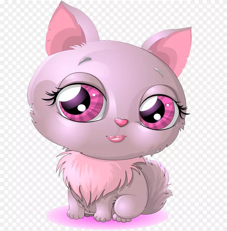 粉红猫夹艺术卡通可爱小猫