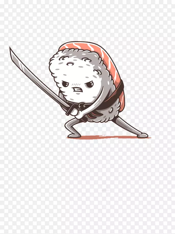 寿司食品卡通插图-武士球