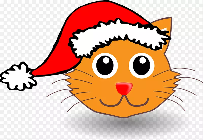 圣诞老人猫剪贴画-圣诞小猫