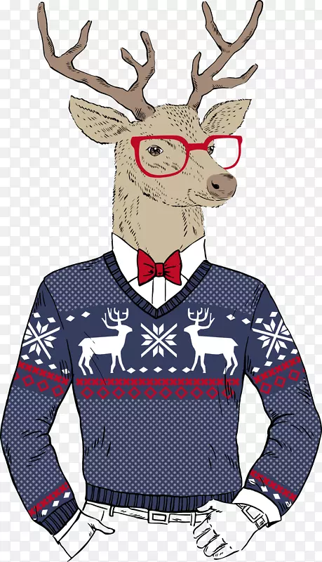 驯鹿嬉皮士圣诞老人鹿