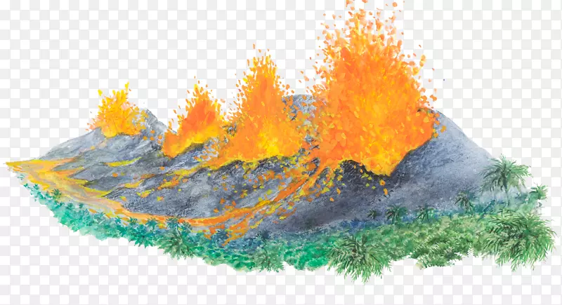 火山岩石喷射图-丛林火山喷发