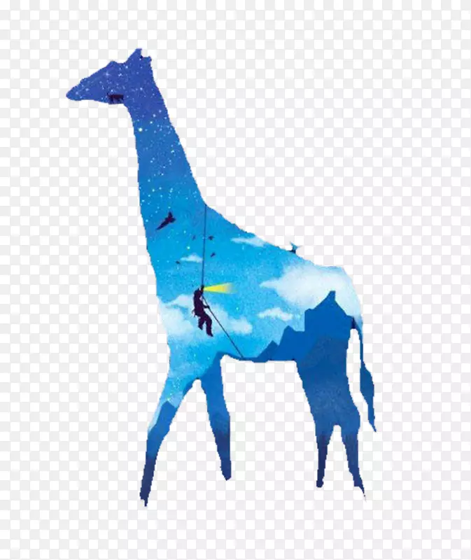 长颈鹿插图-蓝色长颈鹿