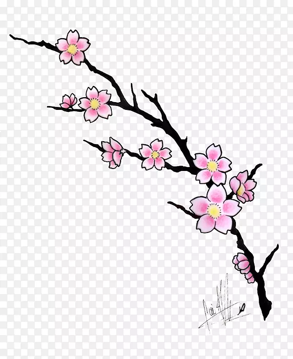 樱花画纹身卡通-樱花艺术