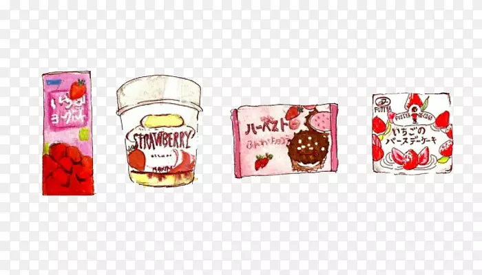 寿司本托绘画插图-可爱的草莓食物