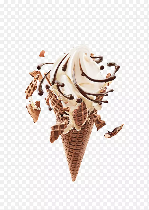 冰淇淋圆锥饼干卷玉米饼巧克力冰淇淋