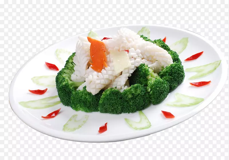 菜西兰花亚洲菜鱿鱼作为食物-西兰花菜