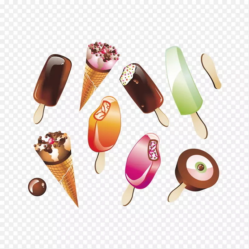 巧克力冰淇淋锥-冰淇淋