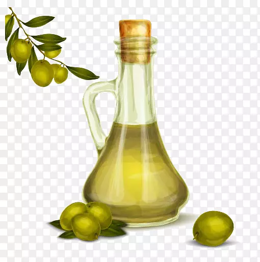 有机食品橄榄油瓶-橄榄和橄榄油瓶形象