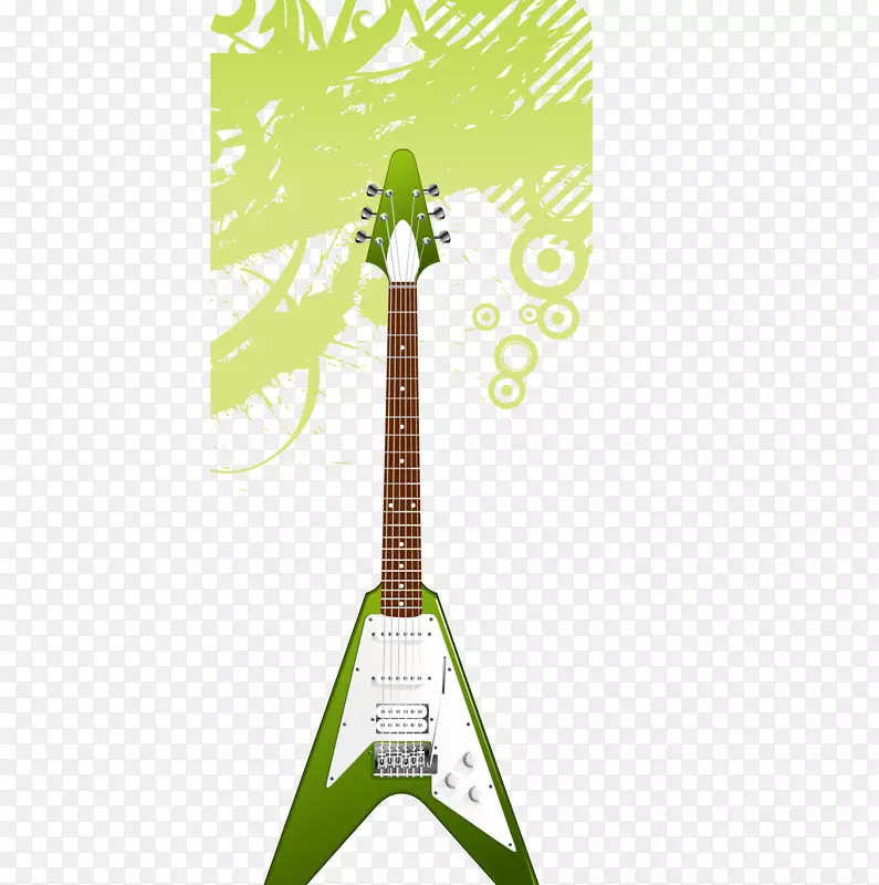 电吉他乐器.绿色电吉他和背景