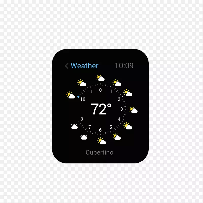 苹果手表系列3手机应用基调-手机天气页面