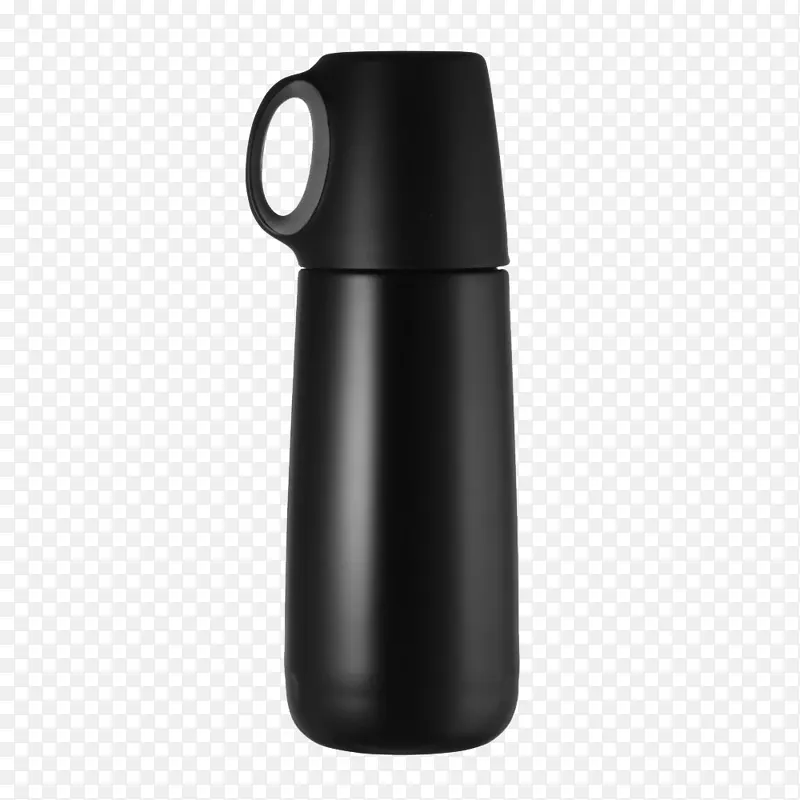 瓶形真空水壶.纯黑色水壶盖