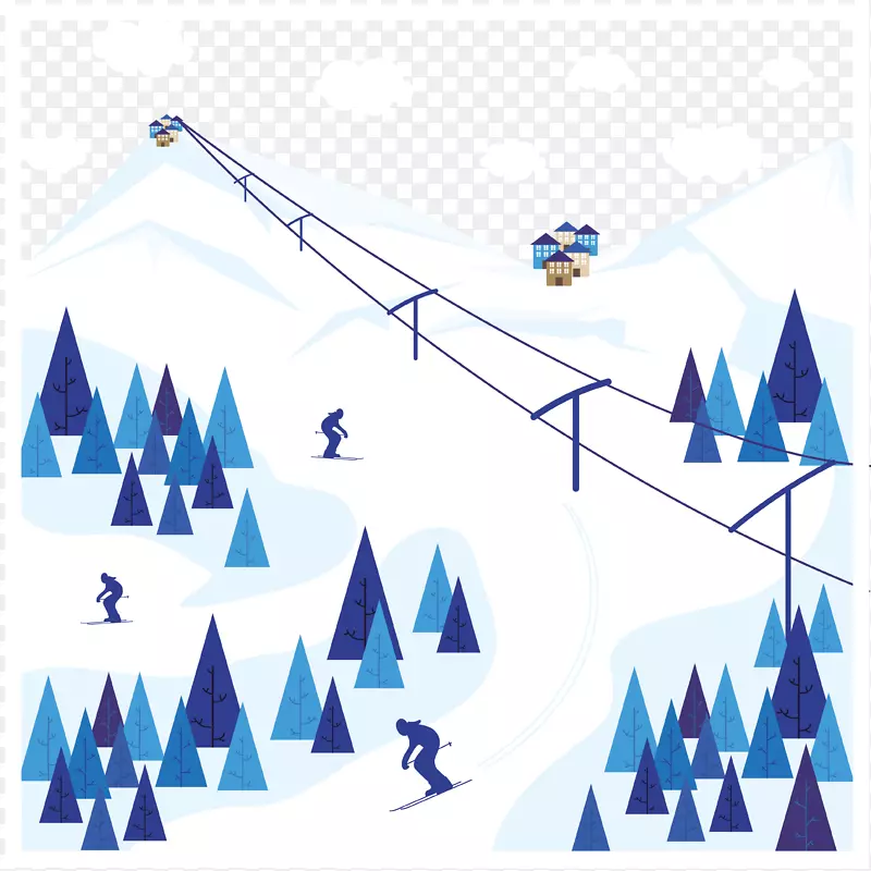滑雪雪地滑雪场卡通滑雪