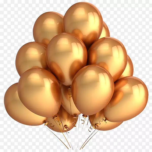 气球黄金派对生日剪贴画-金气球