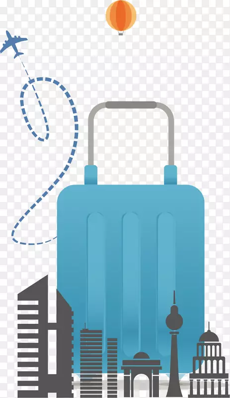 旅游旅行箱.蓝色行李箱旅行背景载体材料