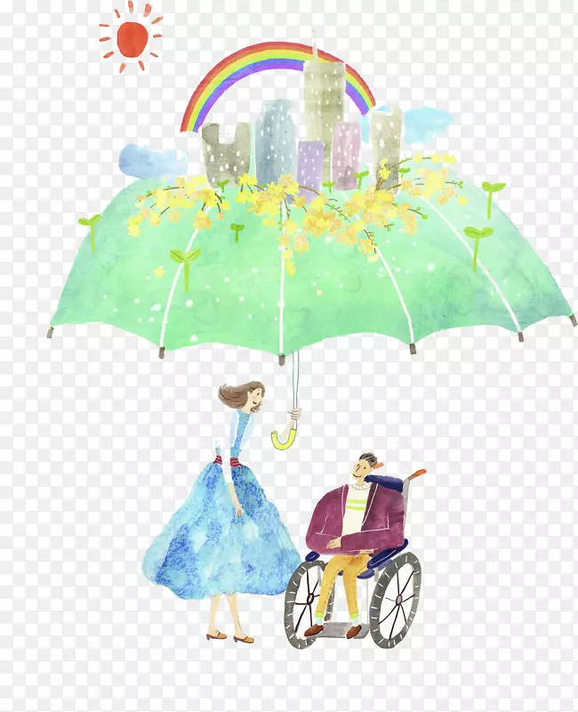 坐在轮椅上的残疾人-一名坐在轮椅上的男子在伞下
