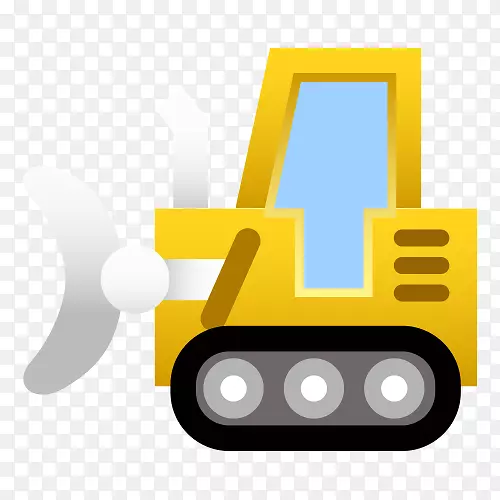 推土机挖掘机图标-黄色推土机工程卡通车