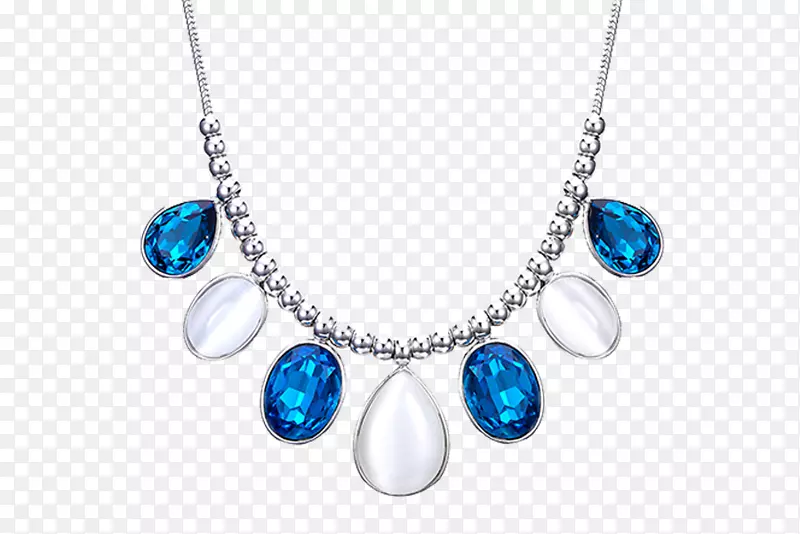 项链蓝宝石珠宝挂件青绿色-蓝宝石项链