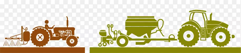 农机农业重型设备图标-人们驾驶拖拉机创意