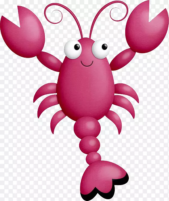 龙虾海鲜夹艺术-卡通可爱的粉红色龙虾