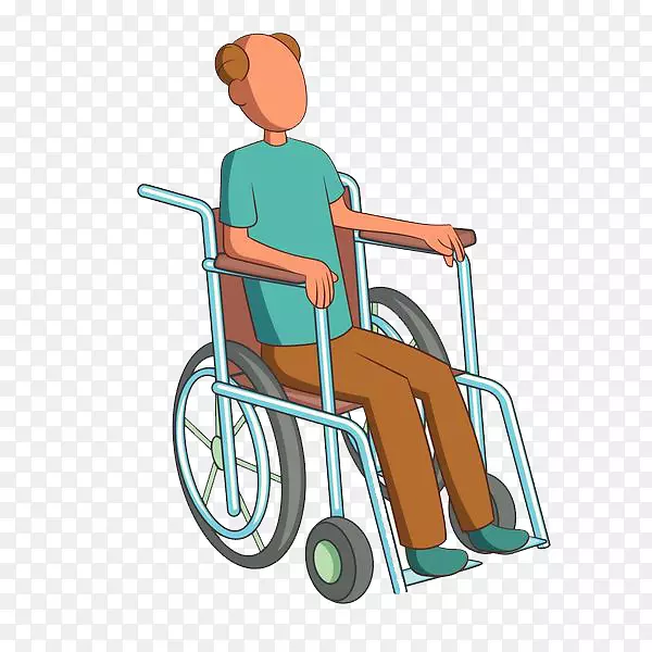 轮椅卡通残疾插画-一个坐在轮椅上的男人