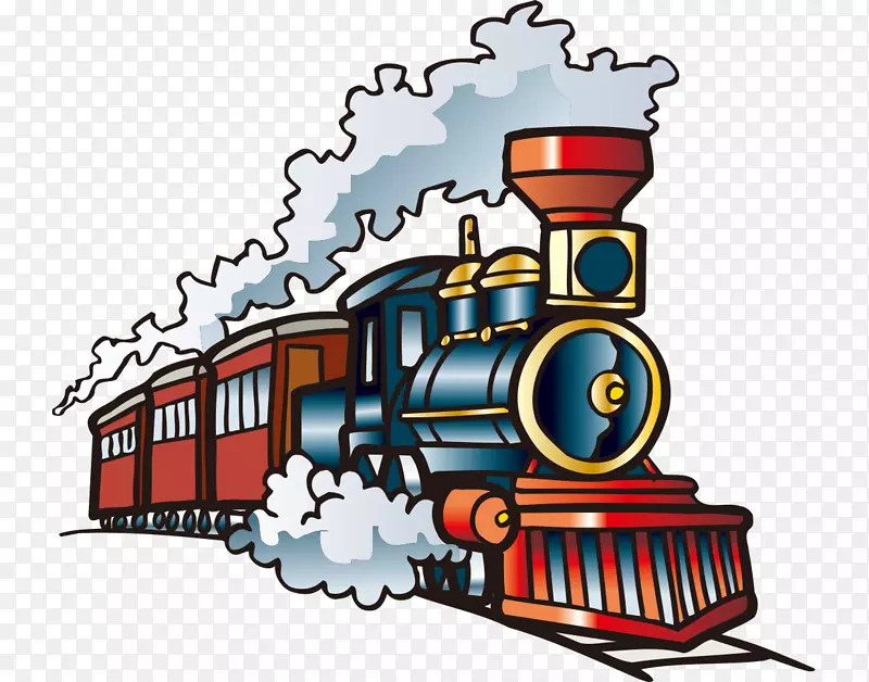 火车干草弹簧高中剪贴画-手绘卡通蒸汽火车