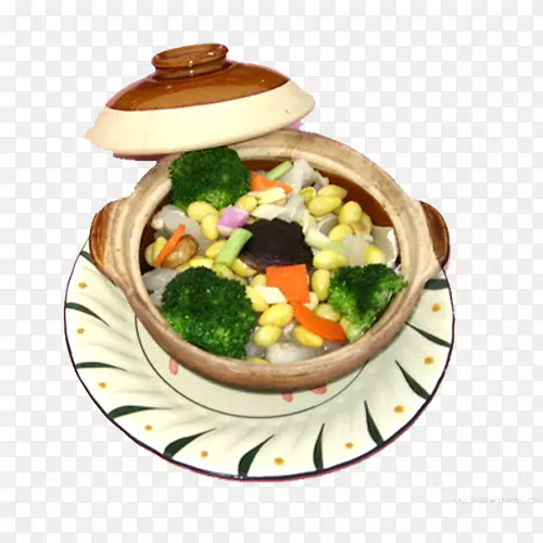 西兰花素食菜花卷心菜花椰菜玉米锅