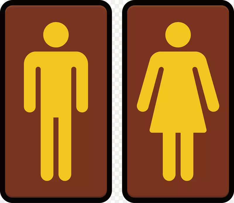 男女公厕标志-创意设计黄色男女厕所
