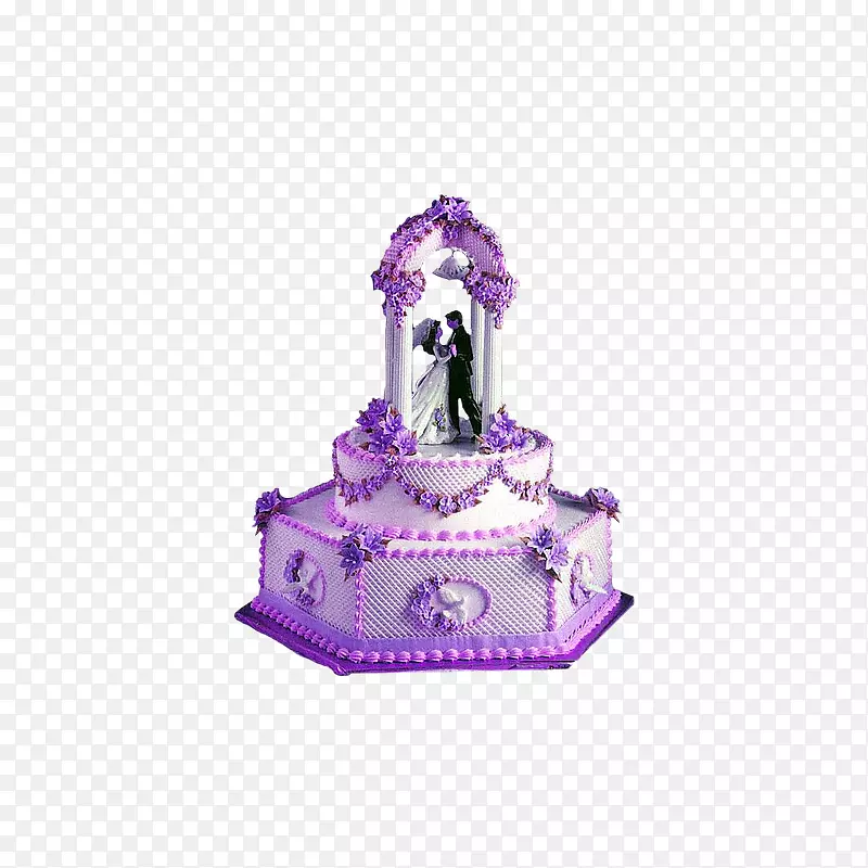 婚礼蛋糕托馅饼糖霜-紫色婚礼蛋糕不含垫子