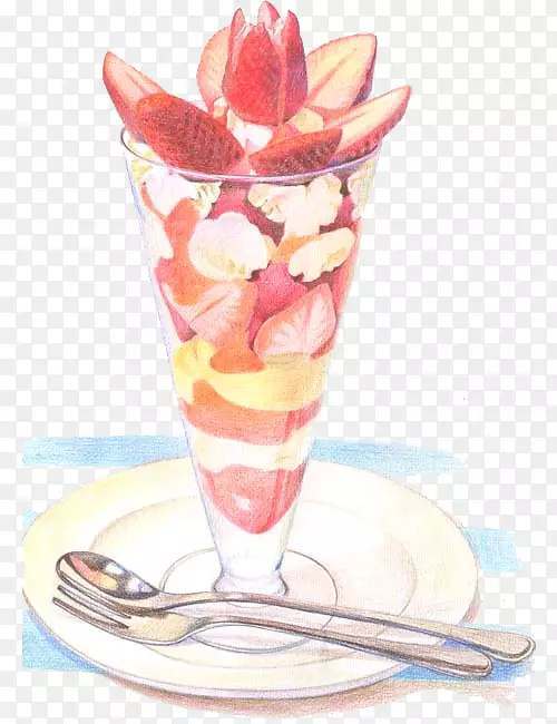 冰淇淋圣代法式小摆设荣光草莓冷