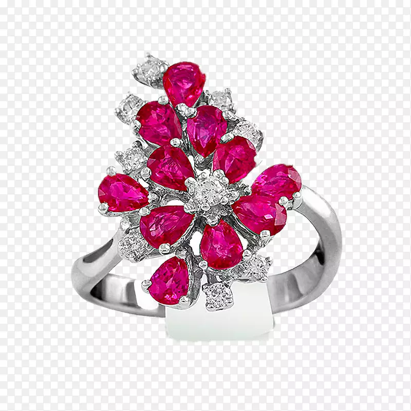 钻石首饰红宝石钻石戒指