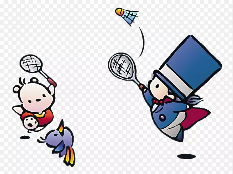 羽毛球网球拍手绘卡通羽毛球
