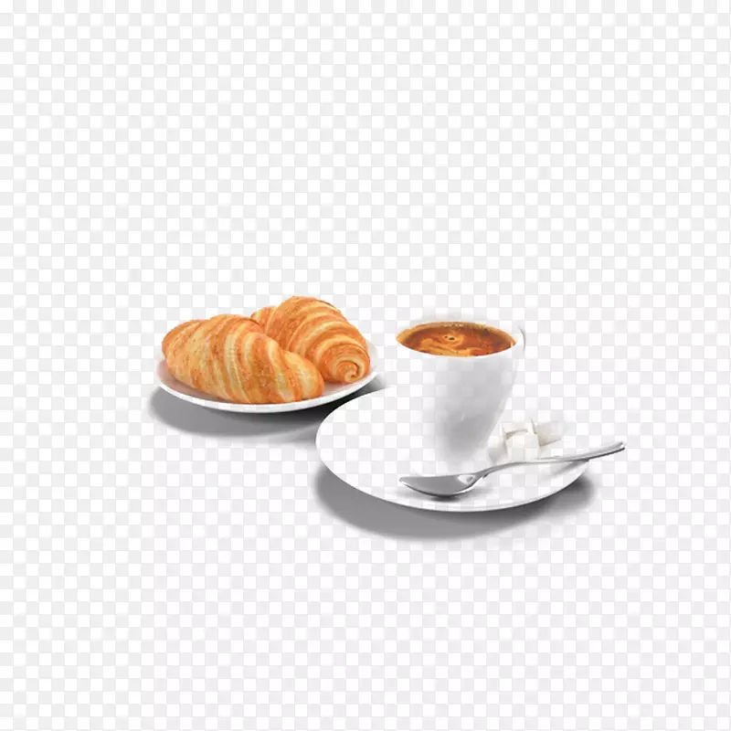 咖啡牛角面包早餐咖啡厅卡布奇诺咖啡和牛角面包