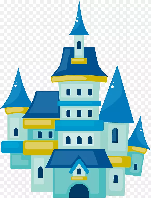 卡通画城堡剪辑艺术-蓝色城堡