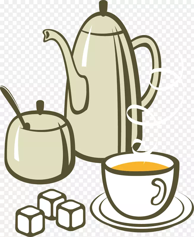 茶、咖啡、早餐、欧洲菜、剪贴画-早餐