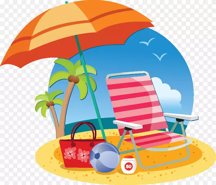 沙滩伞夹艺术沙滩椅