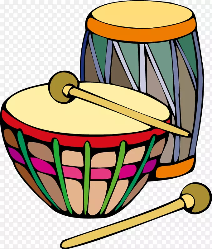 Bongo鼓夹艺术.卡通彩色鼓
