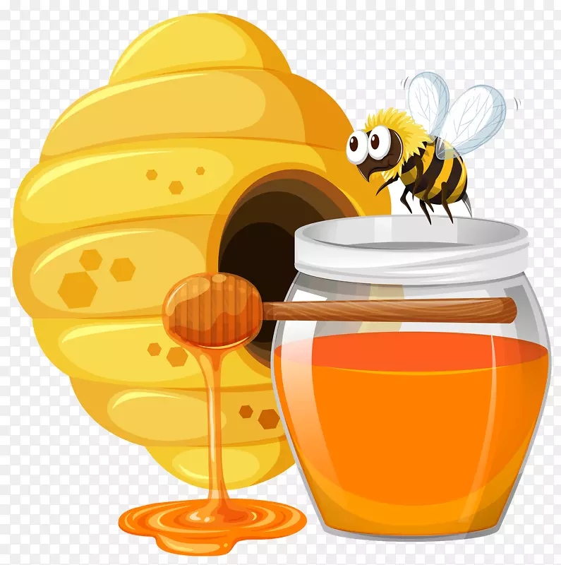 蜂巢蜜蜂-卡通蜜蜂与蜂蜜