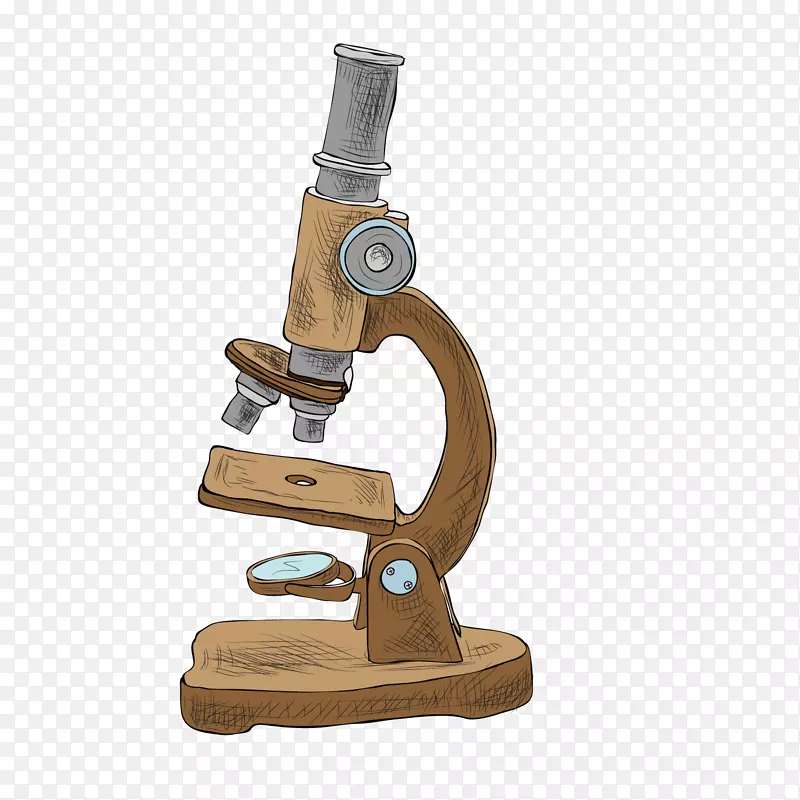 显微镜实验科学手绘显微镜