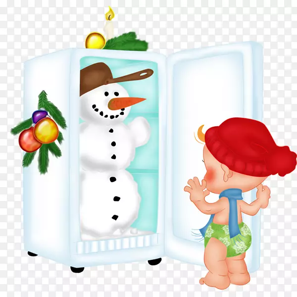 雪人圣诞剪贴画-冰箱里的雪人
