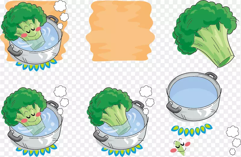 西兰花蔬菜图标载体手绘花椰菜表达