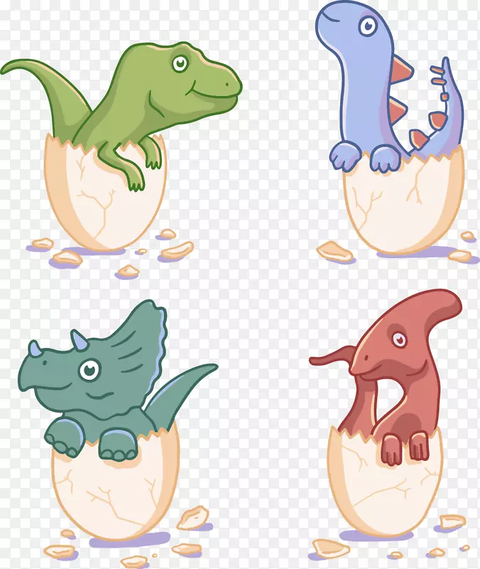 恐龙爬行动物三角龙手绘卡通恐龙