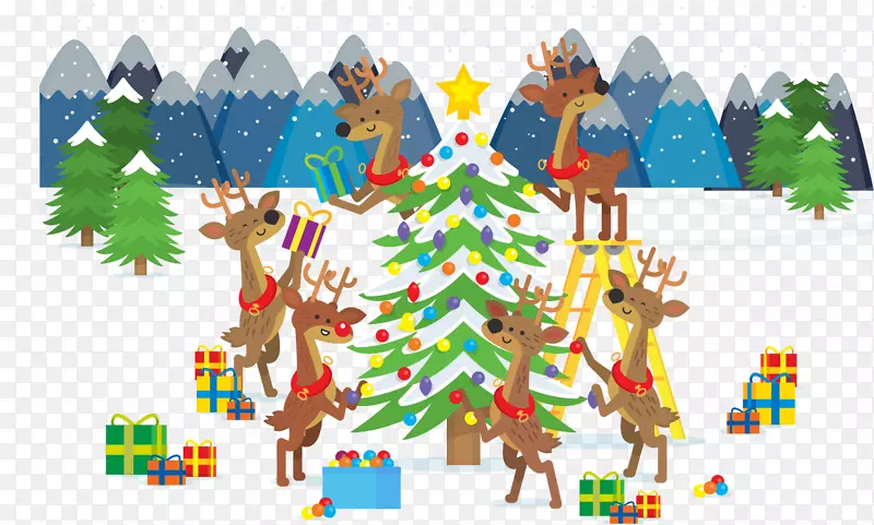 驯鹿圣诞树圣诞老人装饰圣诞树驯鹿