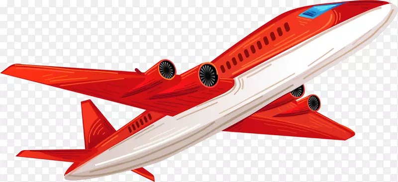 飞机卡通-红色卡通飞机