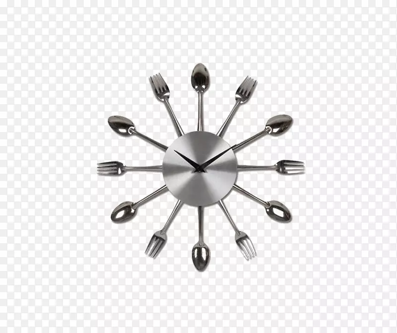 餐具，时钟，厨房叉子，勺子-银匙