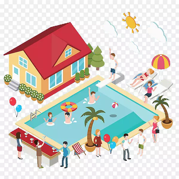 游泳池-游泳池和房子